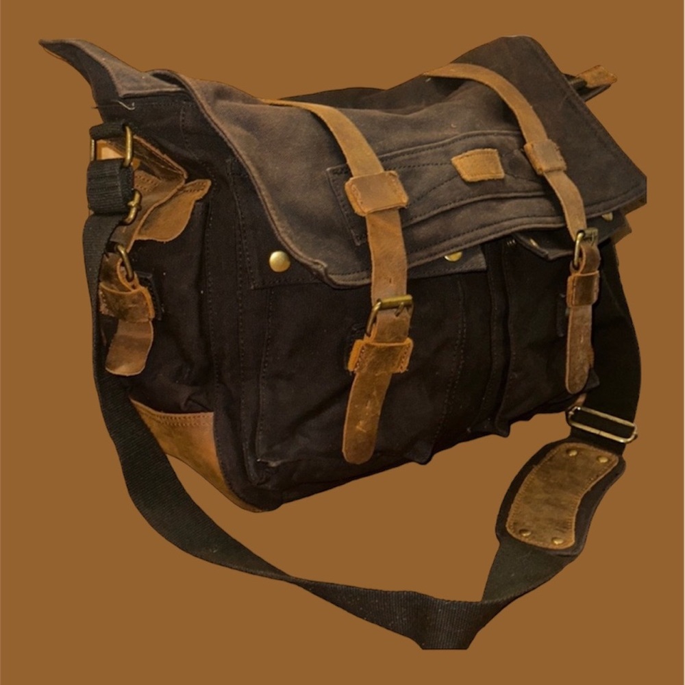 Kattee Messenger canvas leather duffle bag